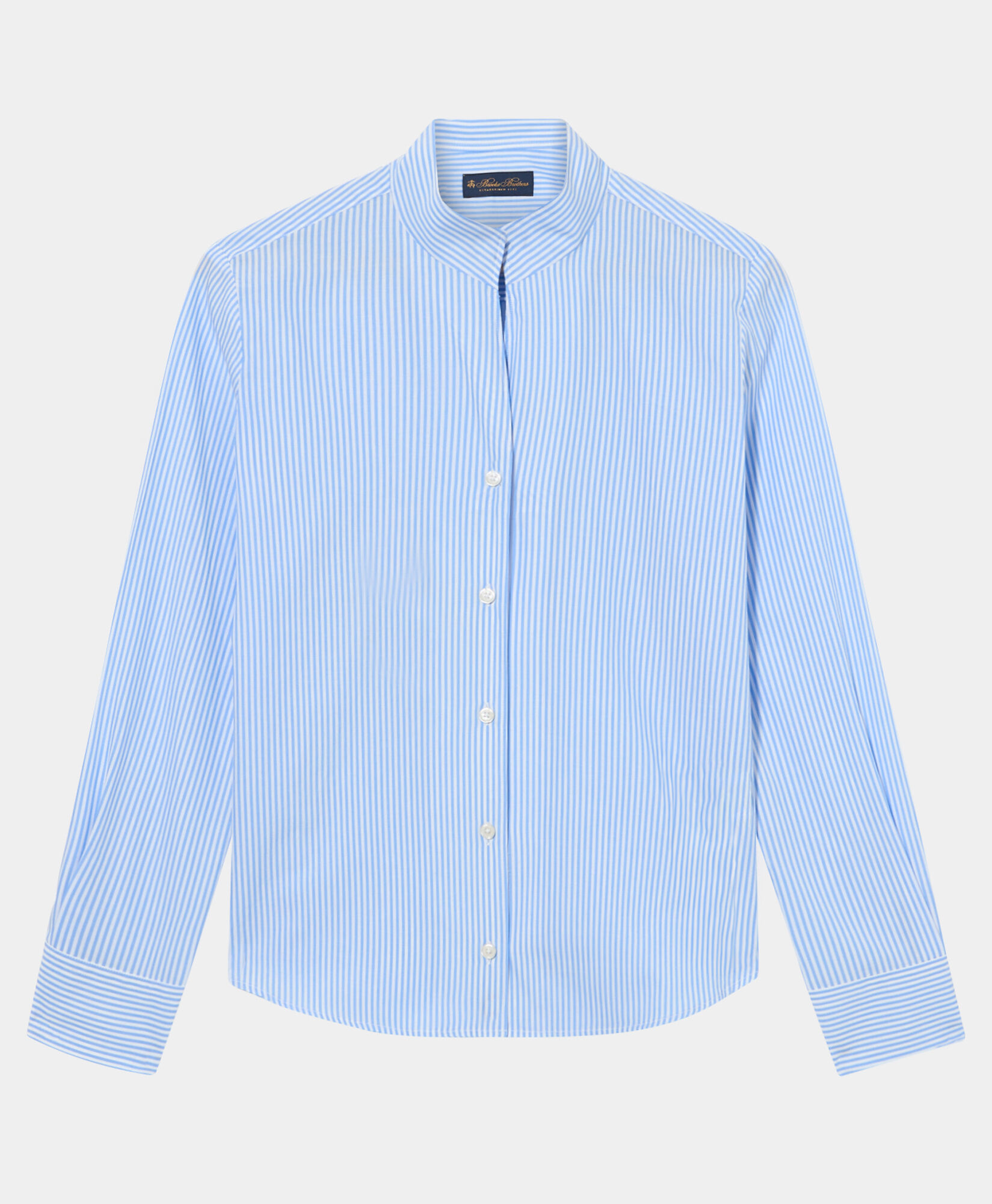 Brooks Brothers Slim Fit Cotton Poplin Shirt with Stand Collar Sky CSHSD006COPCO001SKYF0001