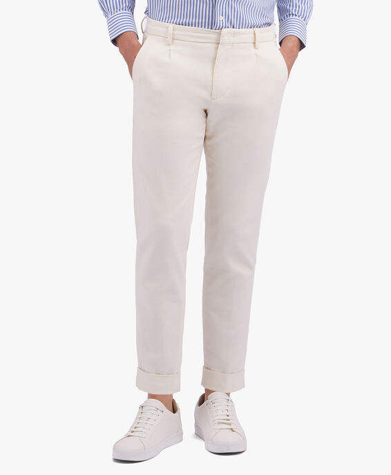 Brooks Brothers Pantalón chino de algodón elástico blanco roto Blanco CPSLK003COBSP002OWHTP001