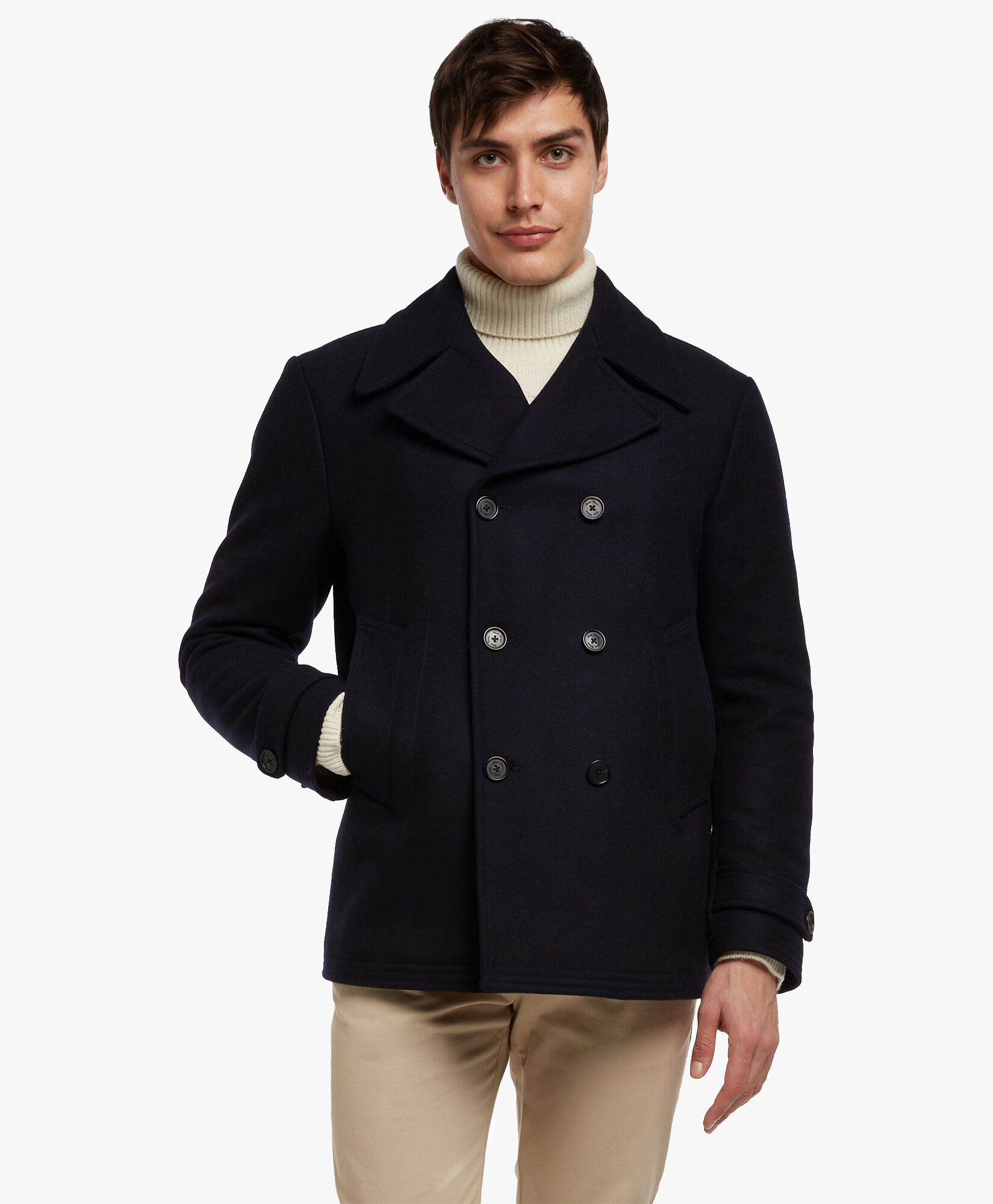 Wool Blend Peacoat in navy Brooks Brothers EU