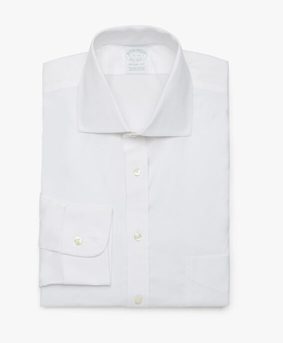 Brooks Brothers Camisa blanca slim fit non-iron de algodón elástico con cuello semifrancés Blanco 1000076972US100157917