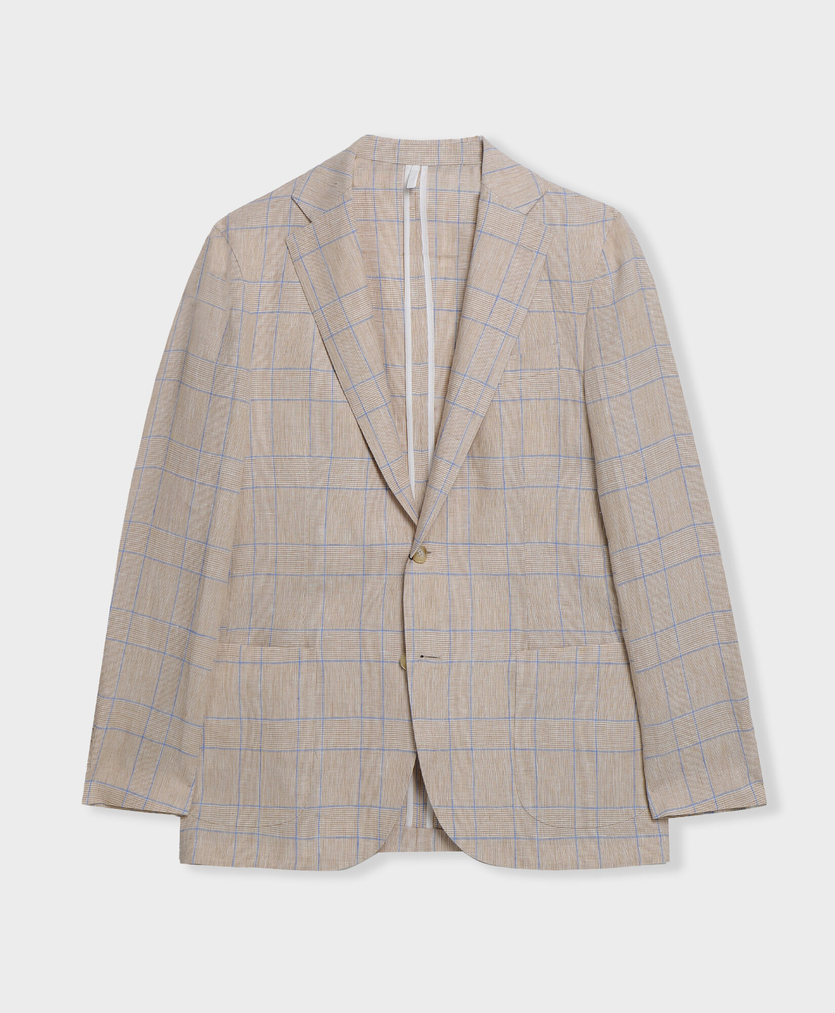 Brooks Brothers Prince of Wales Checked Linen Blazer Beige JKREG062LIPLI001BEIGF001