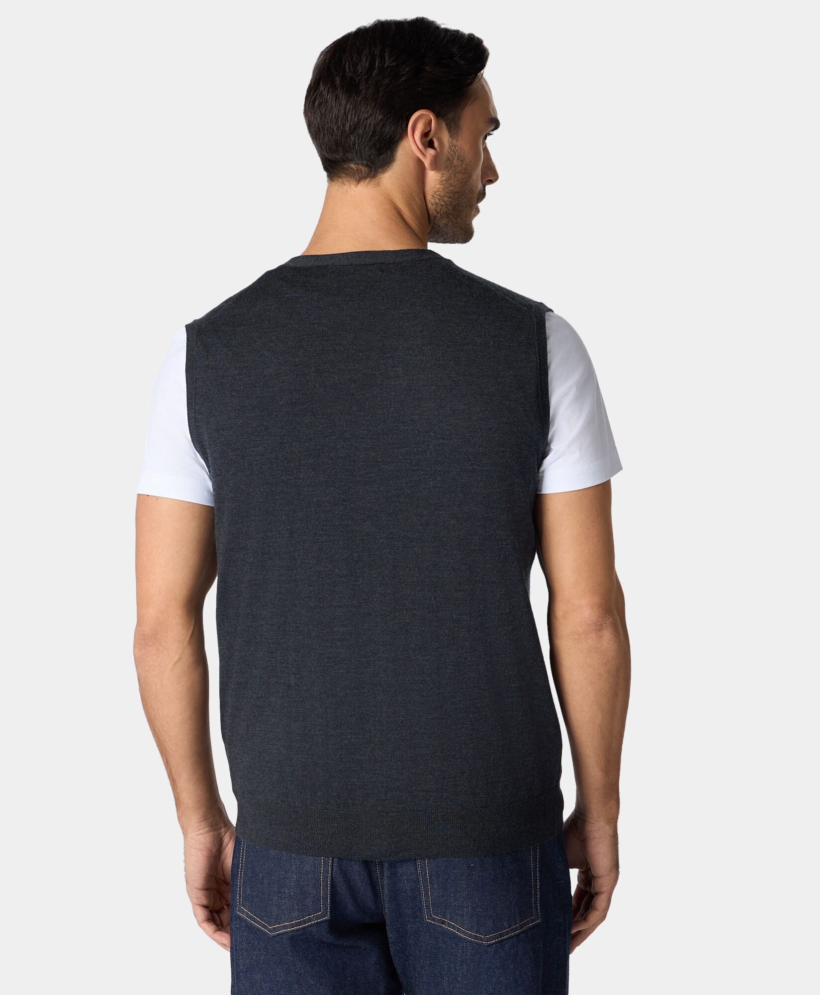 V Neck Merino Wool Sweater in Dark Grey for Men Brooks Brothers UK