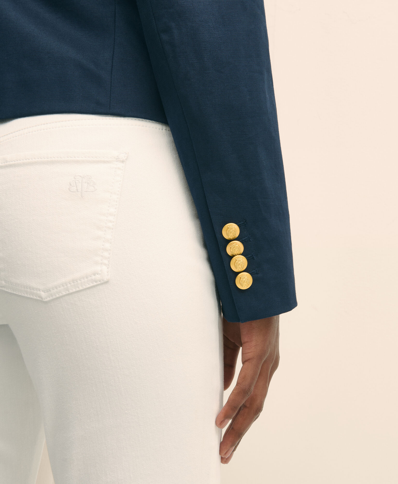 Brooks Brothers Cropped Double-Breasted Faille Blazer Navy 1000103082US100218590