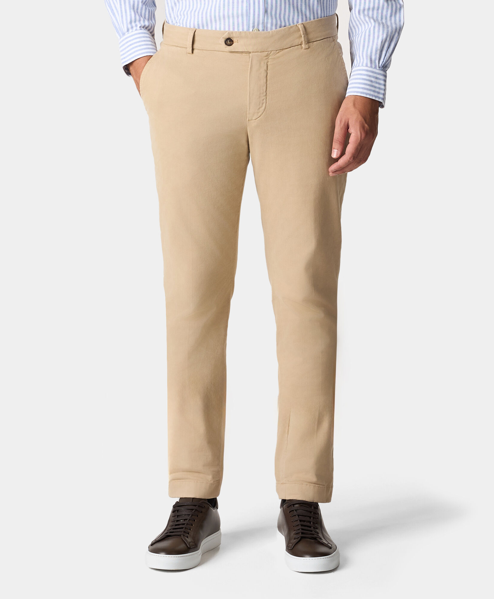 Brooks Brothers Slim Fit Cotton Chinos Beige CPCHI014COBSP002BEIGP001