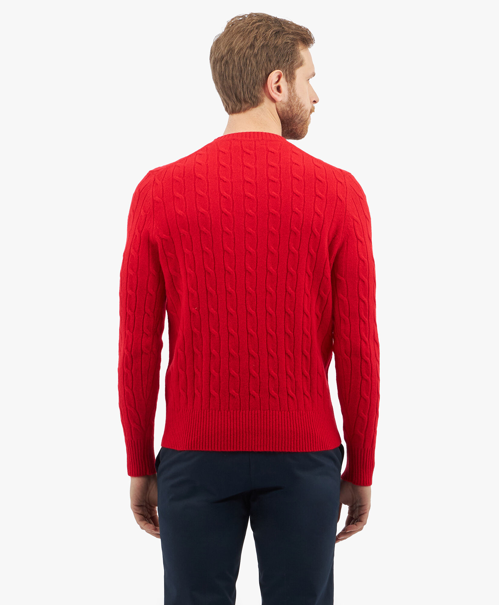 Lambswool Cable Crewneck Knit Sweater in Red for Men Brooks Brothers UK