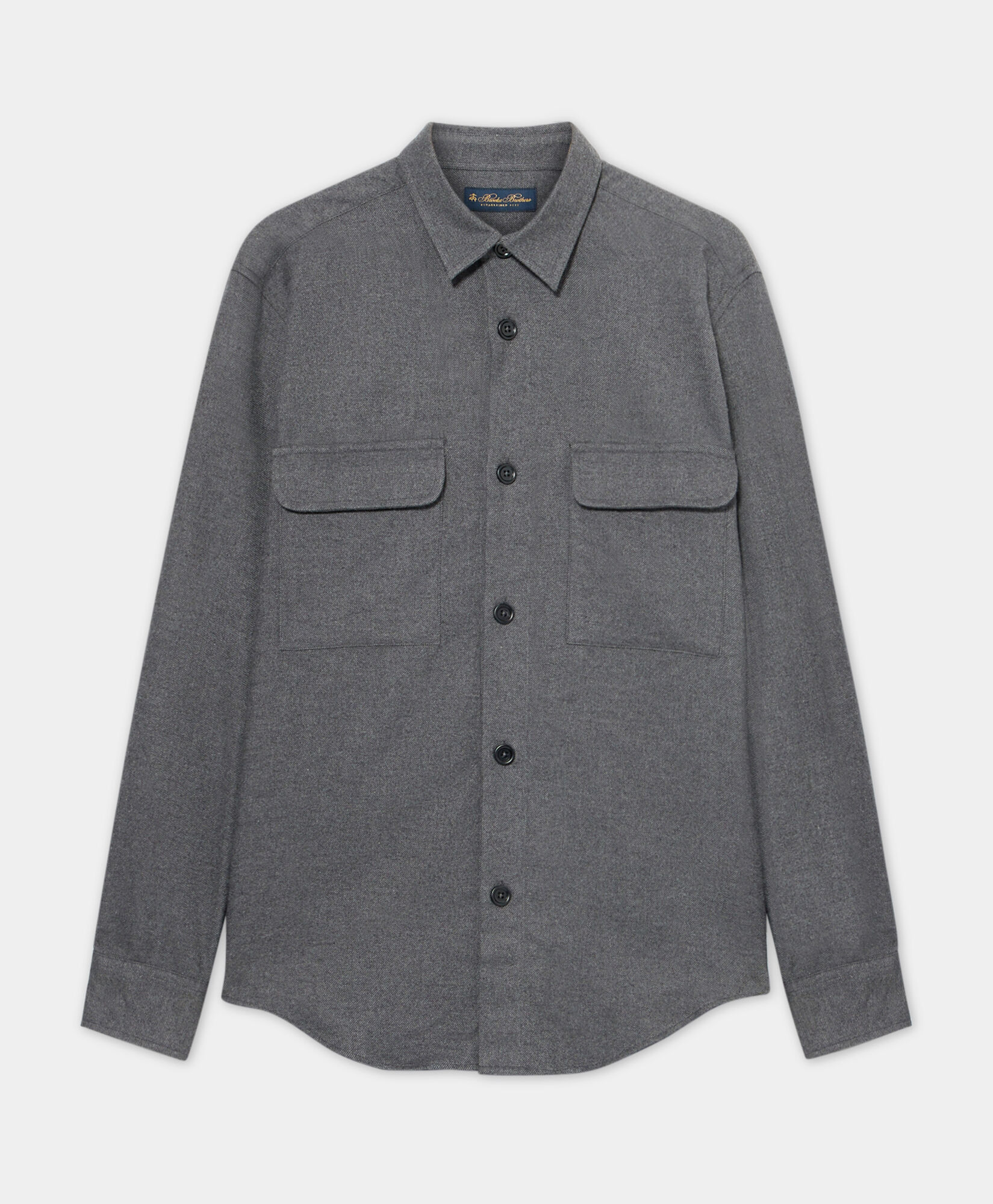 Brooks Brothers Surchemise en Flanelle de Coton avec Poches à Rabat Gris Foncé CSHAV003COPCO001DKGRP001