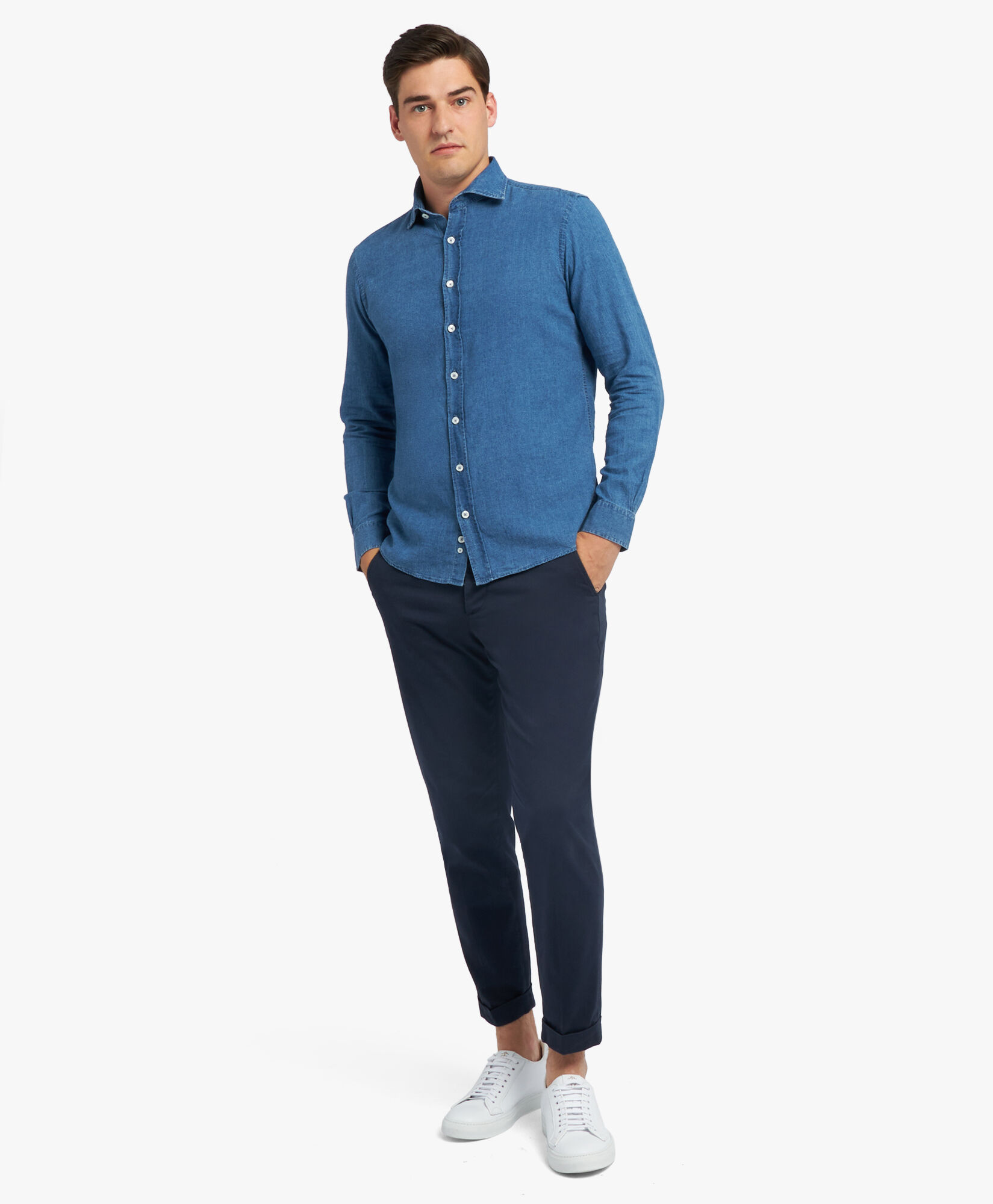 Blue Linen Cotton Blend Slim Fit Casual Shirt in Blue for Men Brooks Brothers UK