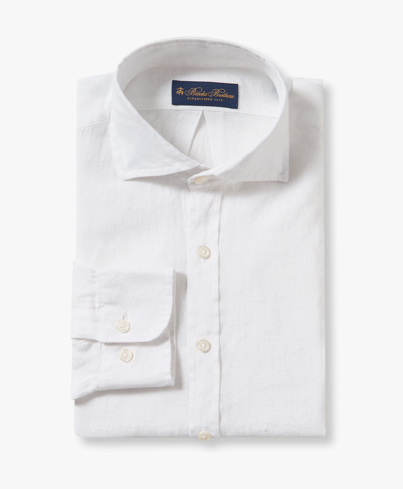 Brooks Brothers Slim Fit Linen Spread Collar Shirt White CSHSP002LIPLI001WHITP001