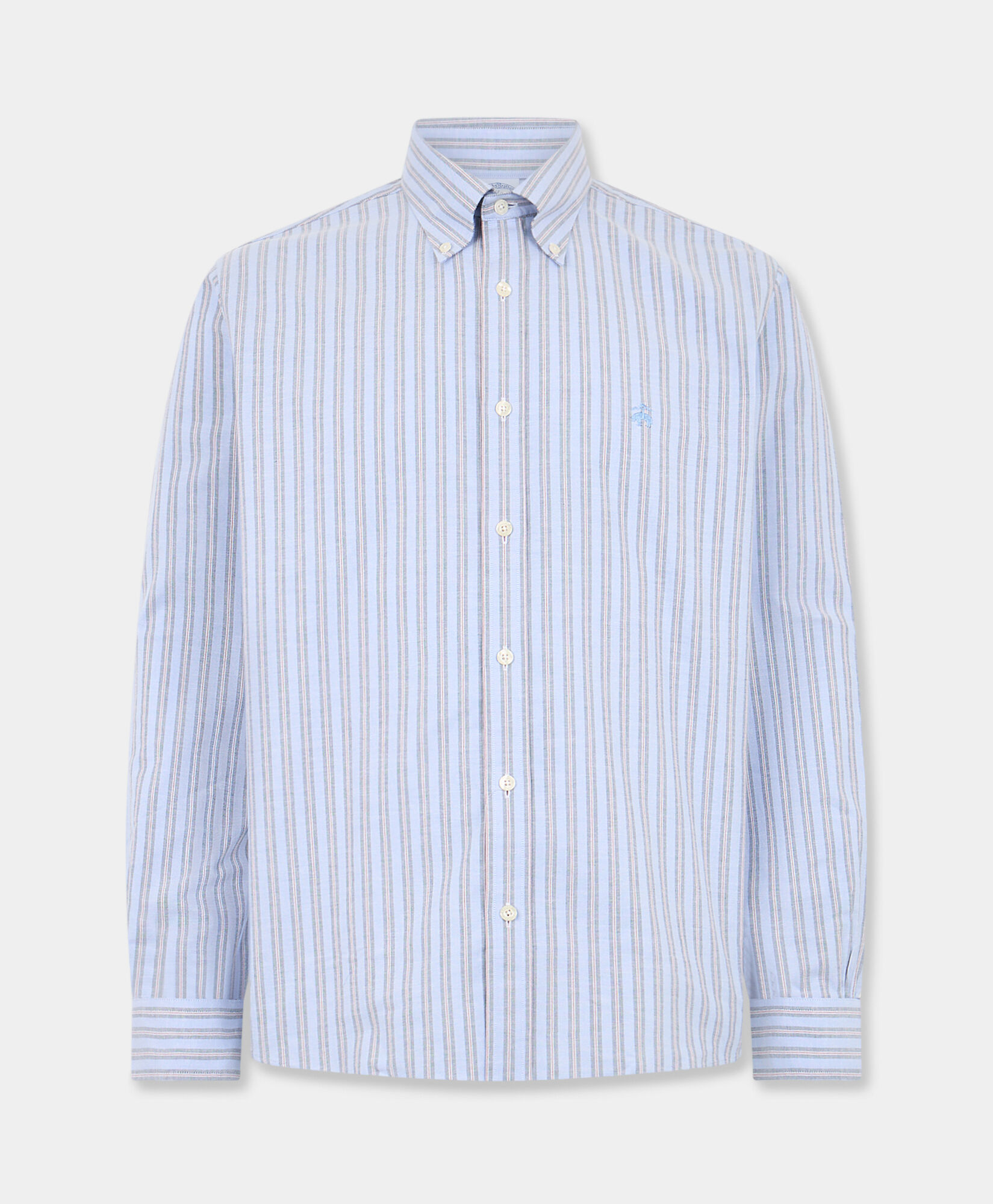 Brooks Brothers Regular Fit Non-Iron Striped Stretch Oxford Shirt with Button Down Collar Hydrangea 1000104549US100223200