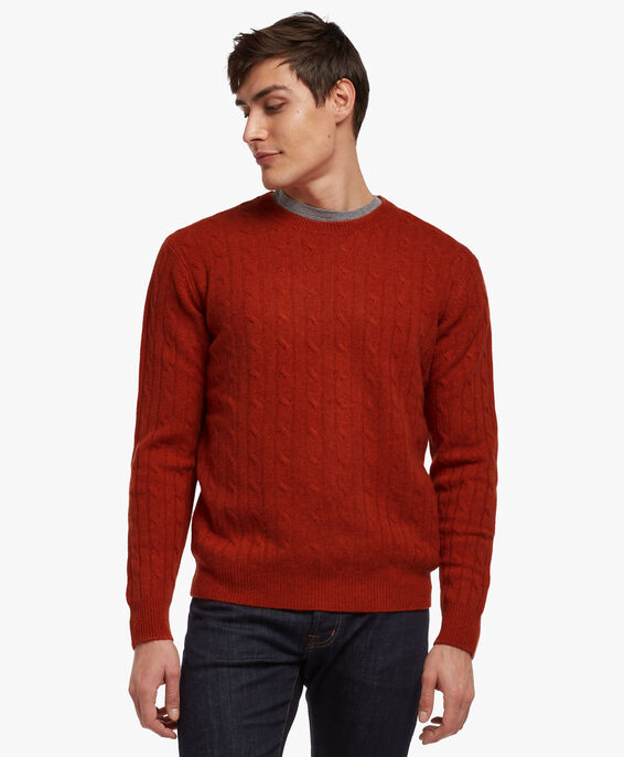 Brooks Brothers Cable-Knit Crew-Neck Sweater Rust KNCRN003WOBWS001RUSTP001