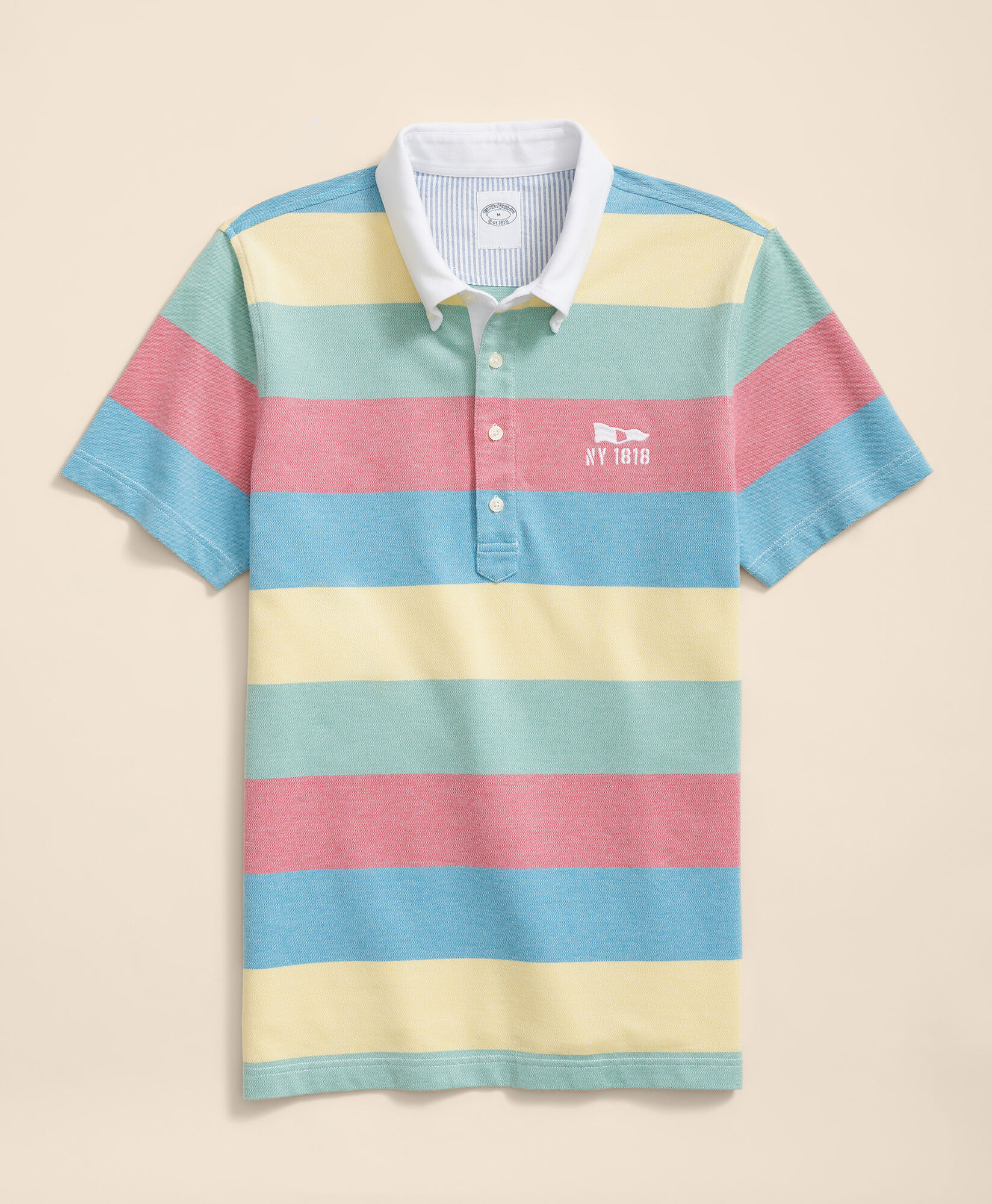 Brooks Brothers Striped Rugby Pique Polo Blue 1000103142US100217664