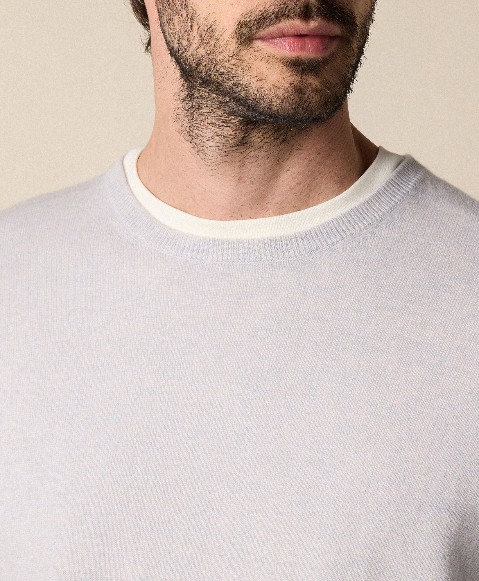 Brooks Brothers Pull Col Rond en Cachemire Glace KNCRN050WSPWS001ICEPL001