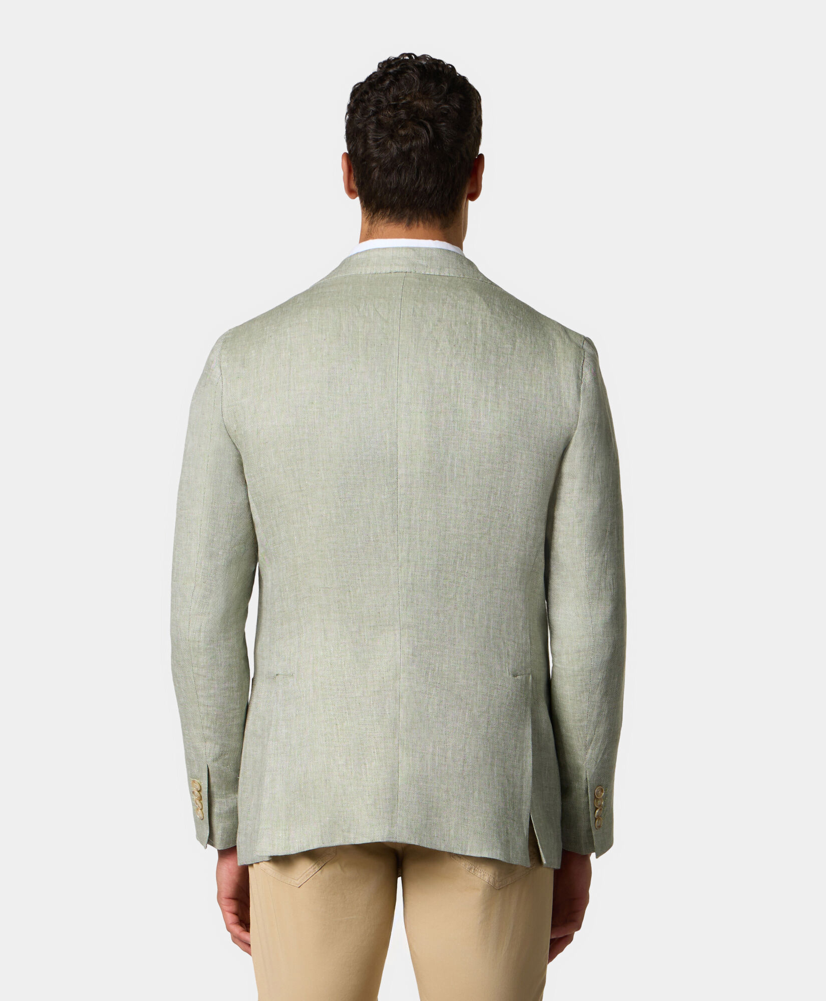 Brooks Brothers Herringbone Design Linen Blazer Sage JKREG063LIPLI001SAGEF001