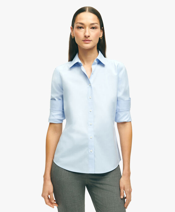 Brooks Brothers Camisa de vestir entallada de algodón Supima elástico non-iron Azul abierto 1000091163US100190605