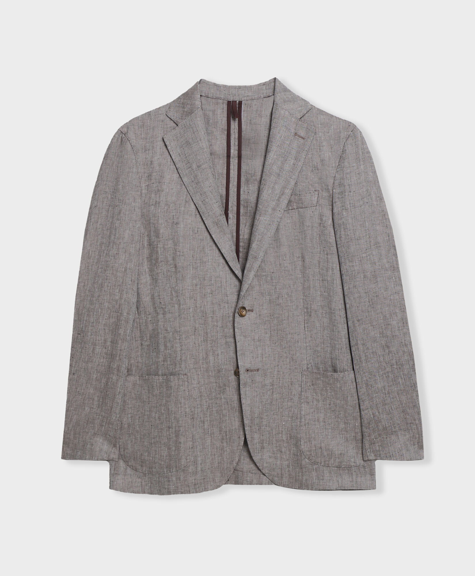 Brooks Brothers Herringbone Design Linen Blazer Light Brown JKREG063LIPLI001LTBRF001