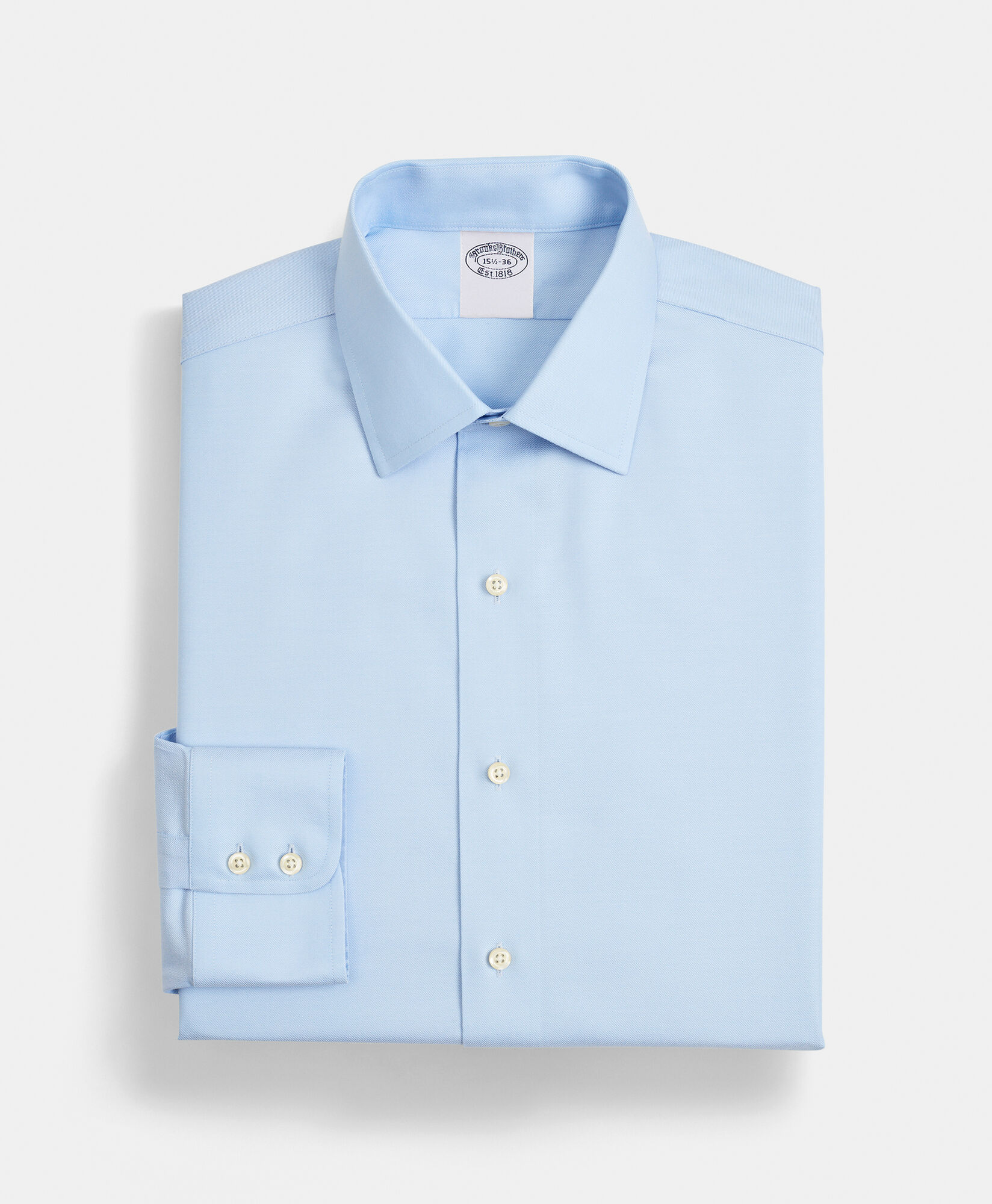 Brooks Brothers Slim Fit Non-Iron Stretch Twill Supima Shirt with Ainsley Collar Light Blue 1000095235US100199817