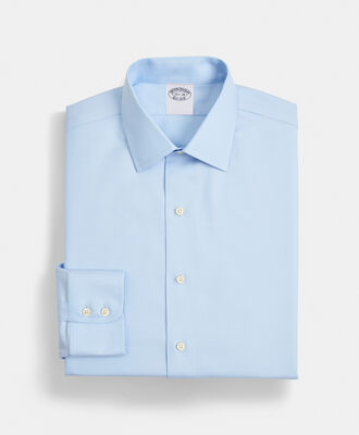 Brooks Brothers Slim Fit Non-Iron Stretch Twill Supima Shirt with Ainsley Collar Light Blue 1000095235US100199817