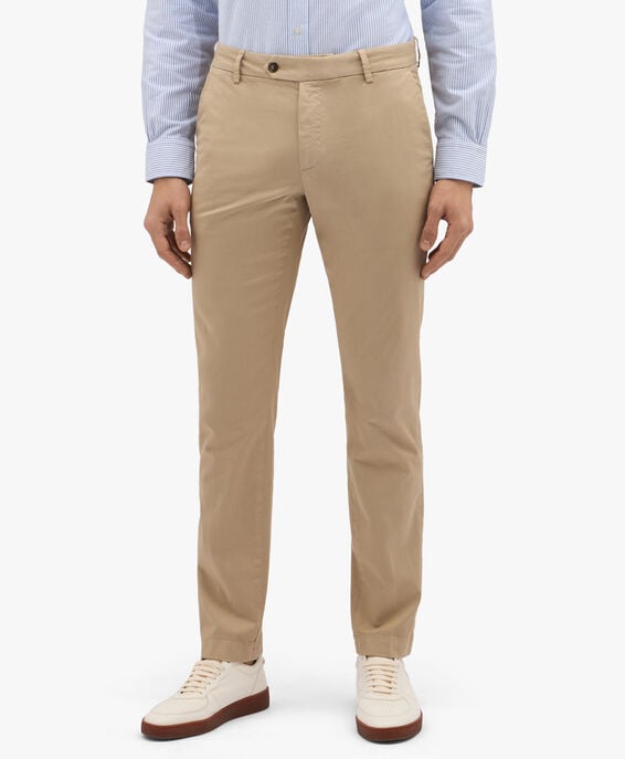 Brooks Brothers Pantalón chino beige de algodón elástico Beige CPCHI026COBSP002BEIGP001