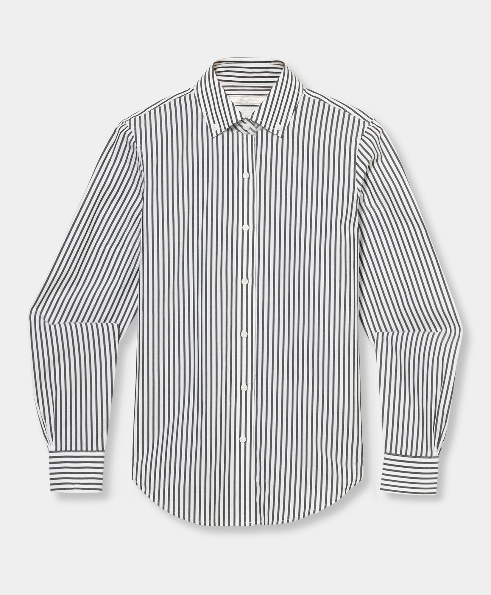 Brooks Brothers Classic Fit Non-Iron Striped Stretch Poplin Supima Shirt with Button Down Collar Black 1000102840US100217297