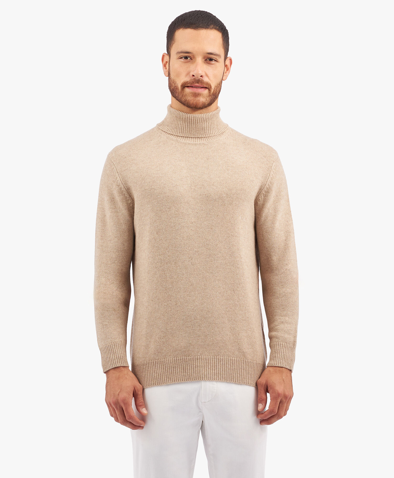 Camel Colored Wool Cashmere Blend Turtleneck Sweater in Camel for Men Brooks Brothers EU