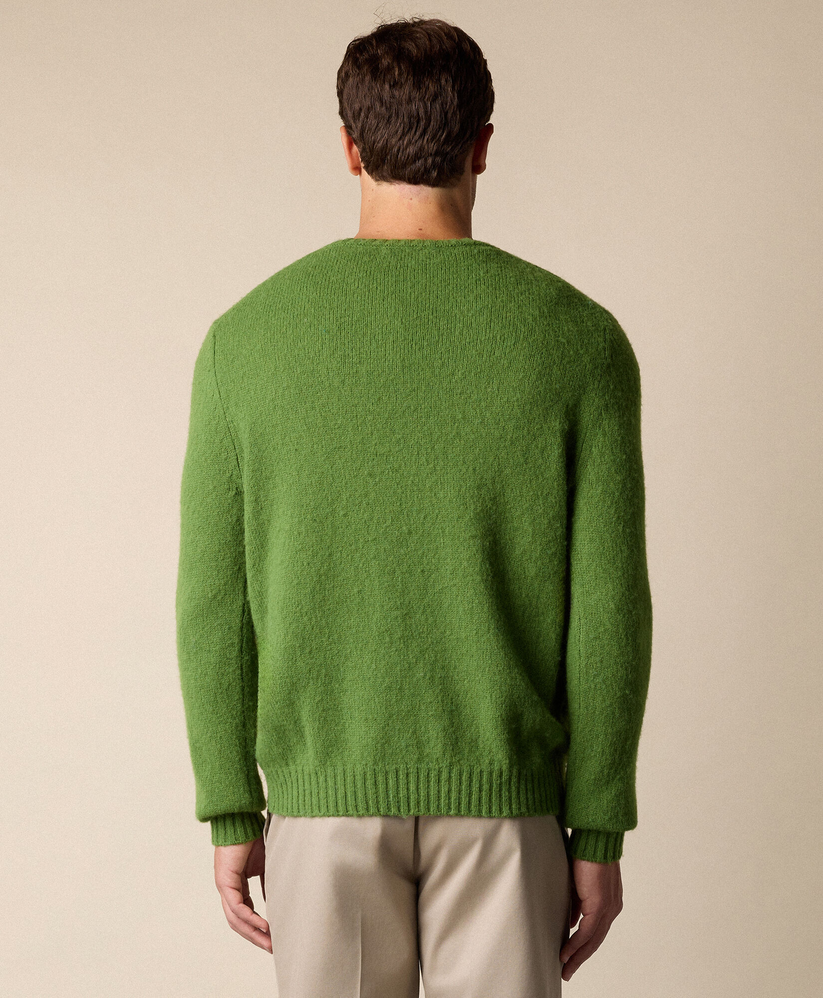 Brooks Brothers Pull Ras du Cou en Laine Shetland Vert KNCRN064WOPWO005GREEP001