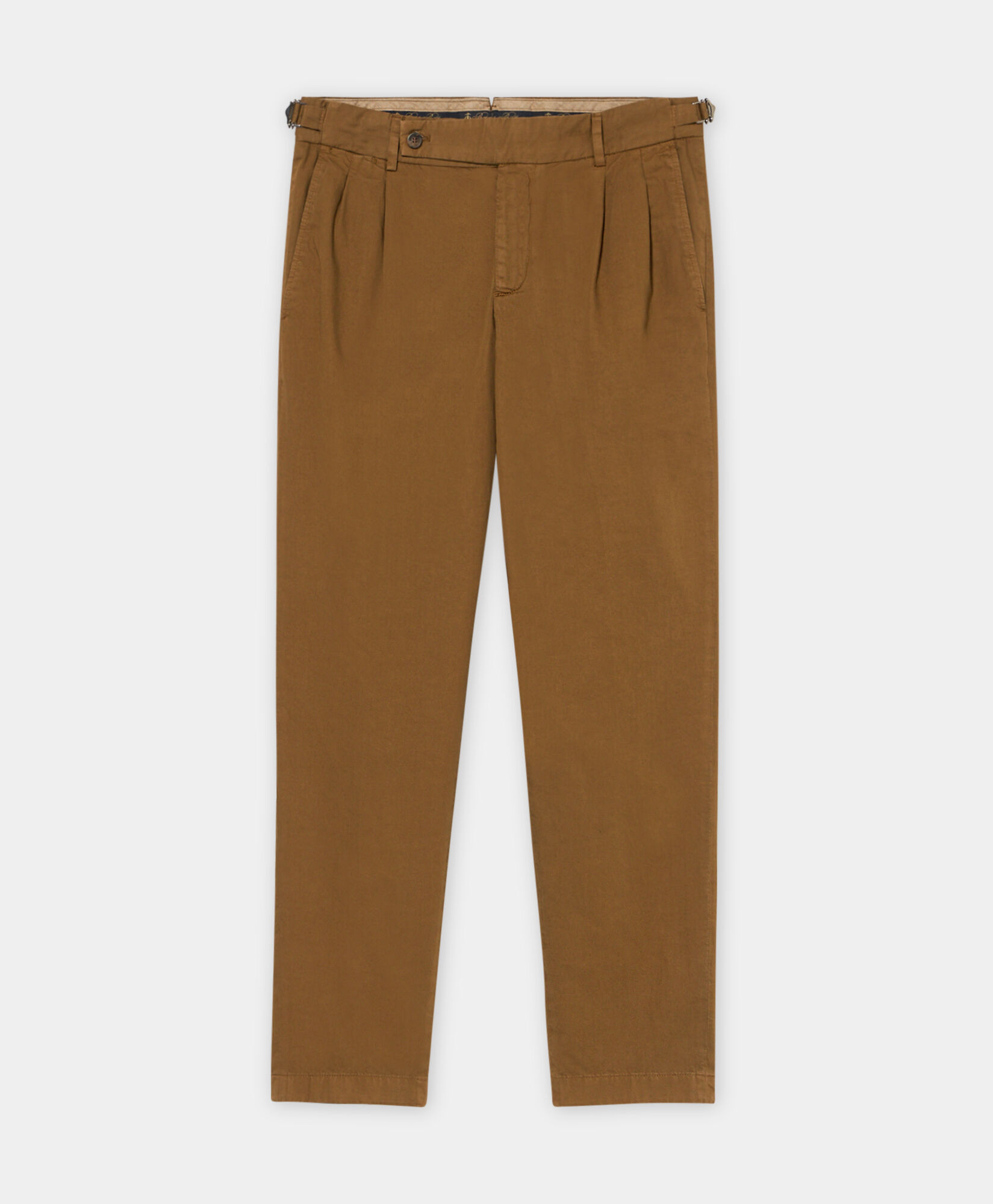 Brooks Brothers Chino Plissé en Gabardine de Coton Tabac CPDBP001COPCO001TOBCP001
