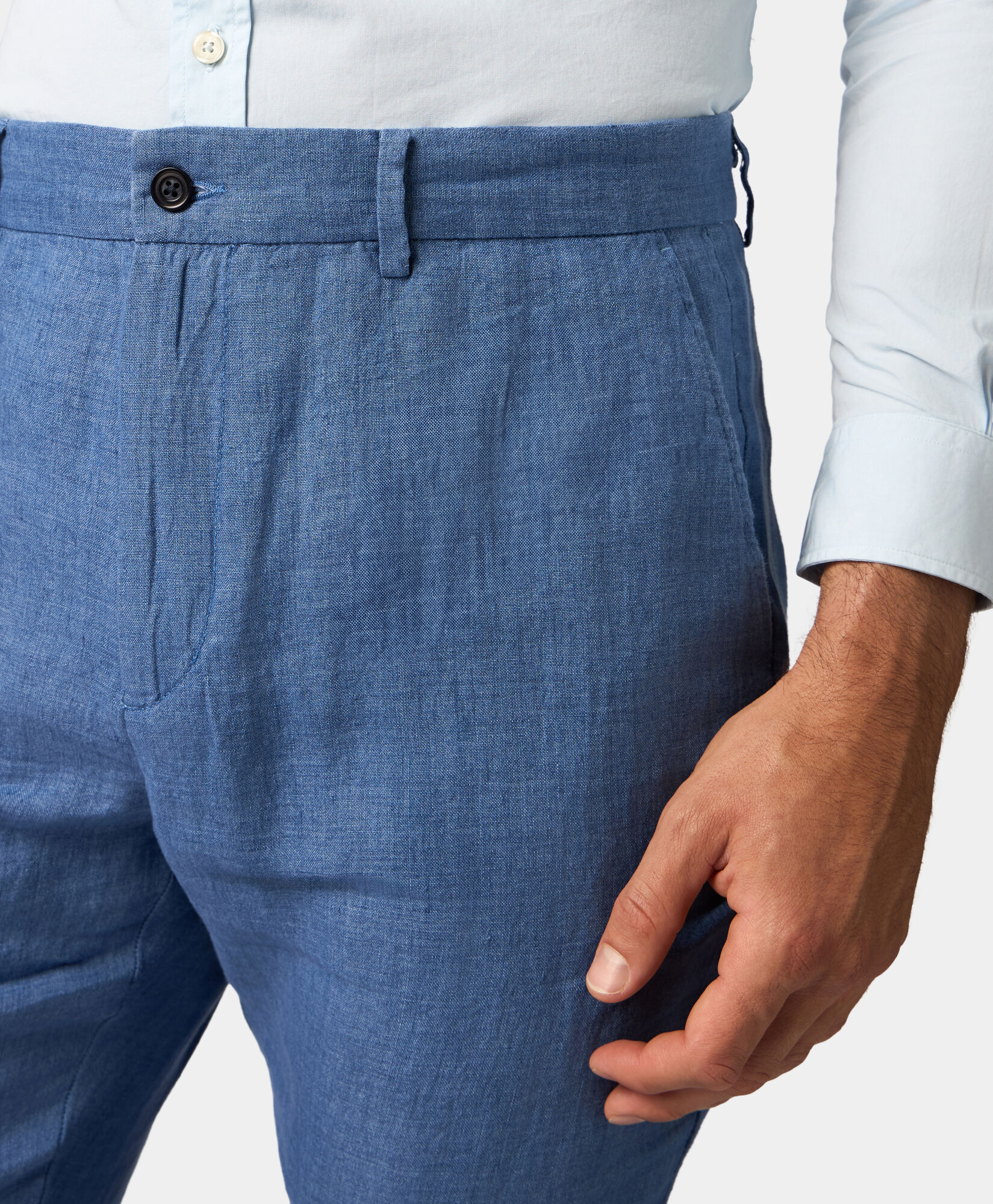 Brooks Brothers Leinenhose Denim Blau DTROU021LIPLI001DENIP001