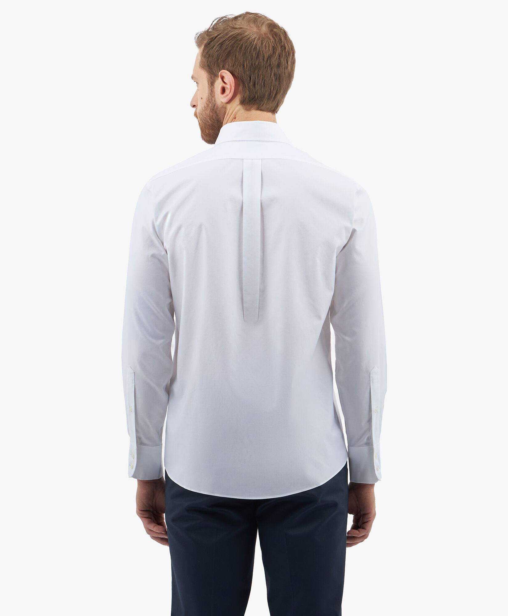 Brooks Brothers Regular Fit Non-Iron Stretch Supima Cotton Twill Shirt with Button Down Collar White 1000096431US100201332