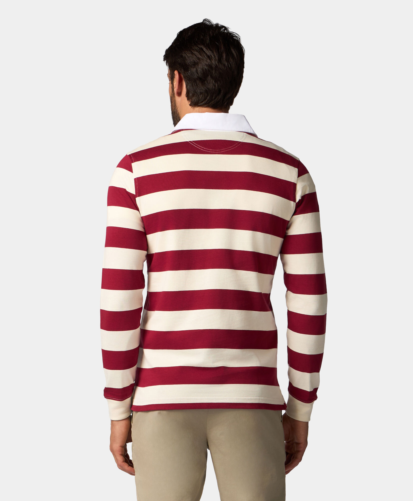 Brooks Brothers Striped Jersey Rugby Polo Burgundy POJER002COPCO001BORDF001