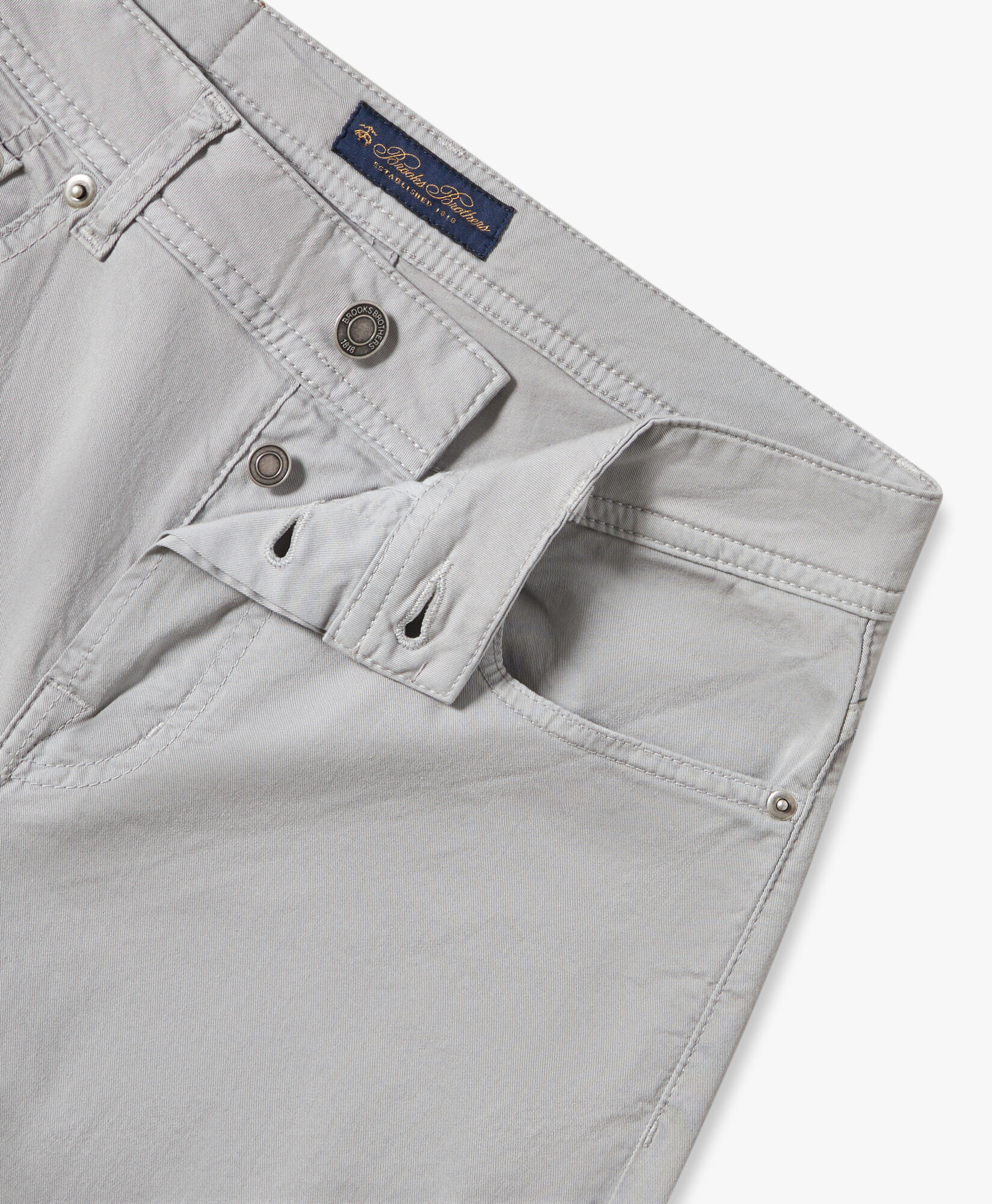 Light Grey Stretch Cotton Five Pocket Pants in Light Grey for Men Brooks Brothers UK