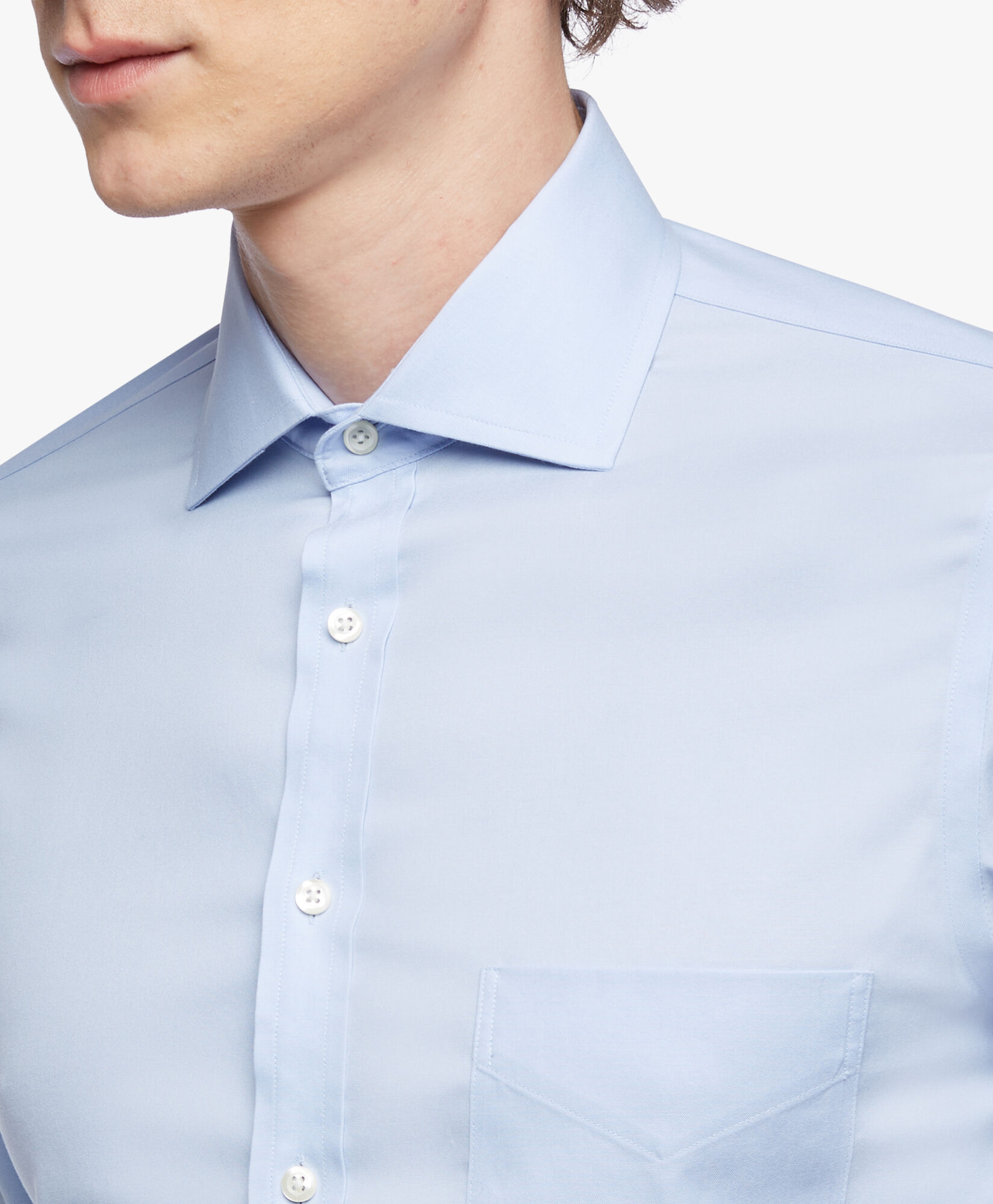 Camicia Blu Pastello Slim Fit Non Iron in cotone stretch con collo