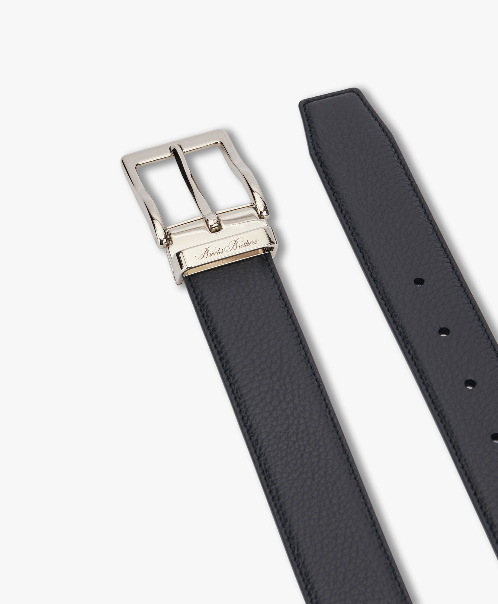 Brooks Brothers Navy Blue Grained Leather Belt Navy ACBEL002LTPLT002NAVYP001