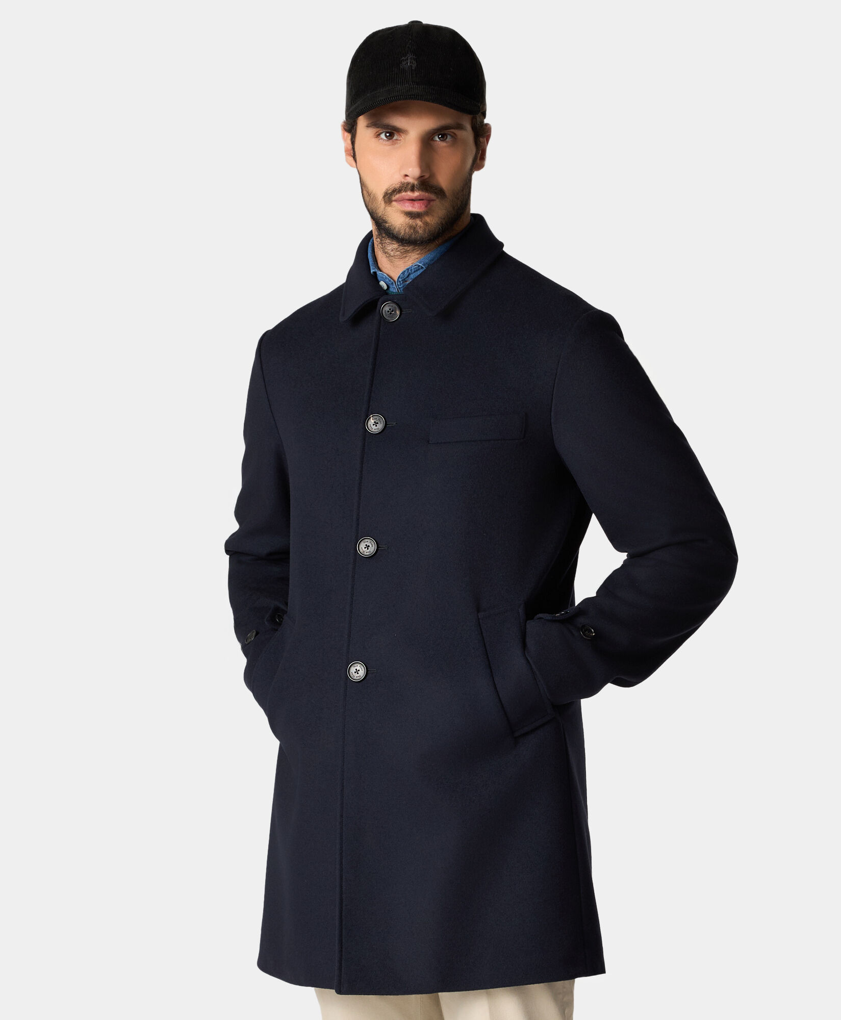 Brooks Brothers Wool Overcoat Navy COCOA006WOBPA002NAVYP001