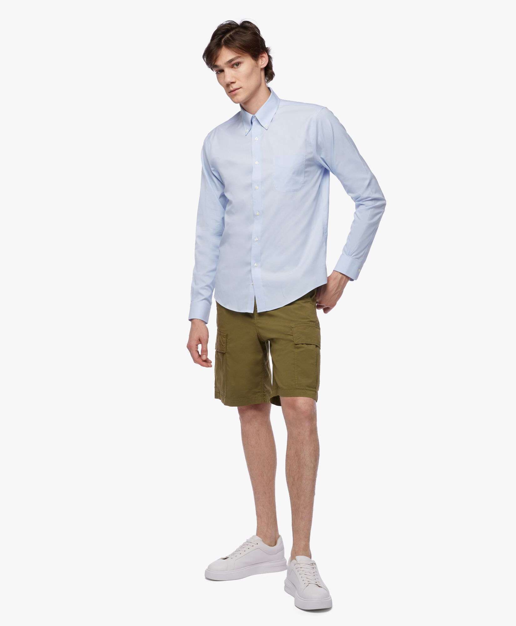 Military Stretch Cotton Cargo Shorts in Military for Men Brooks Brothers UK