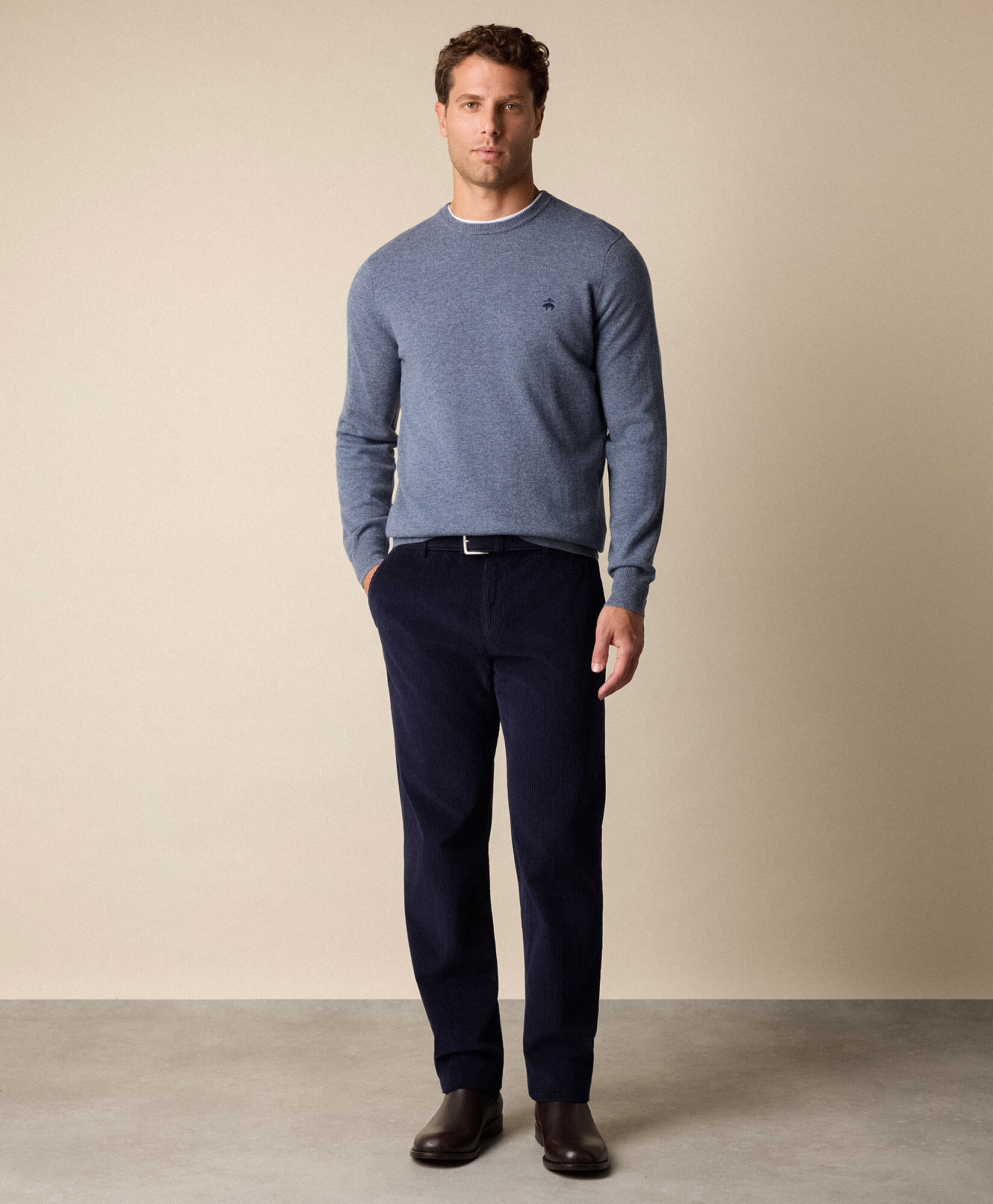 Brooks Brothers Lambswool Crewneck Denim KNCRN063WOPWO004DENIP001