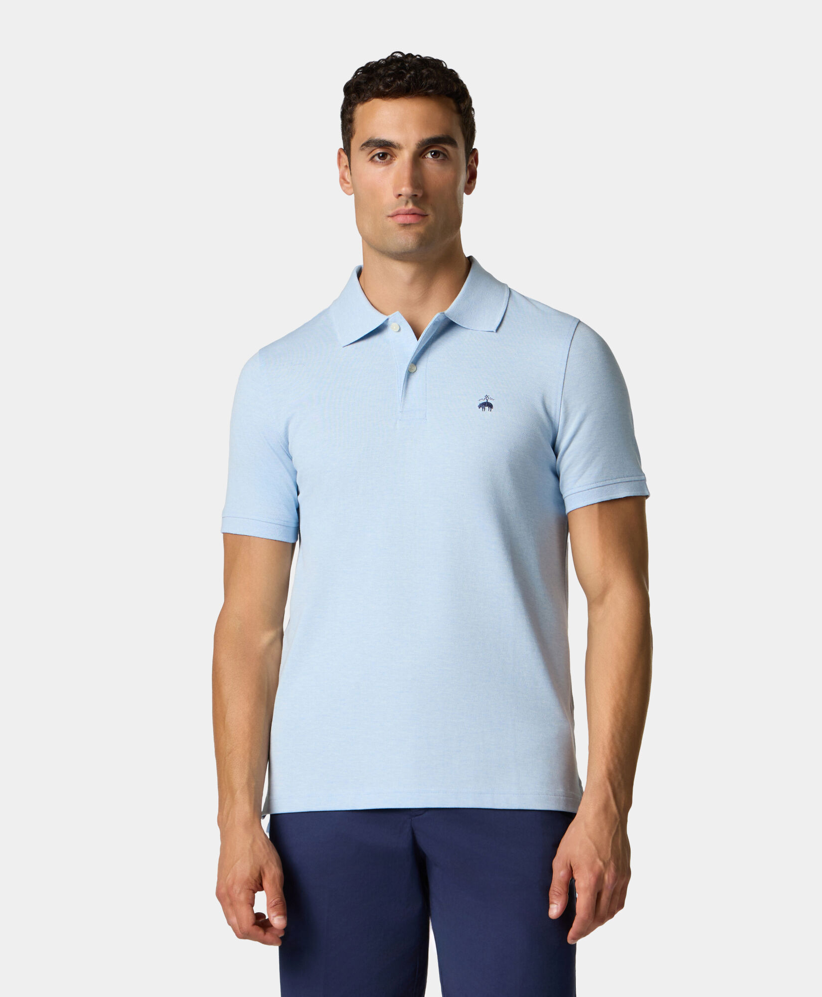 Brooks Brothers Polo Slim Fit Golden Fleece z Rozciągliwego Piké Bawełnianego Jasnoniebieski 1000090710US100219103