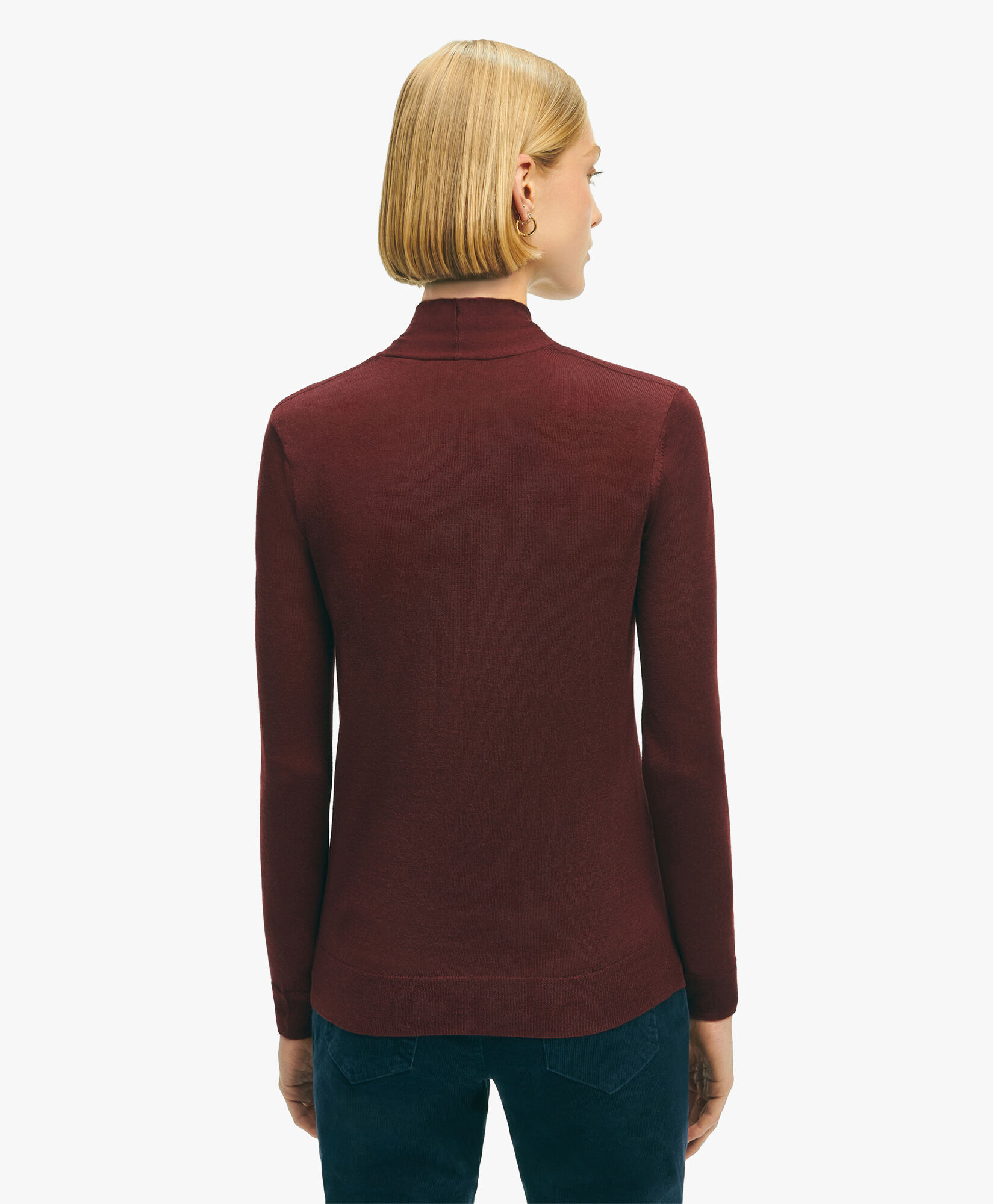 Pull rouge fonc en m lange de soie et de cachemire encolure en