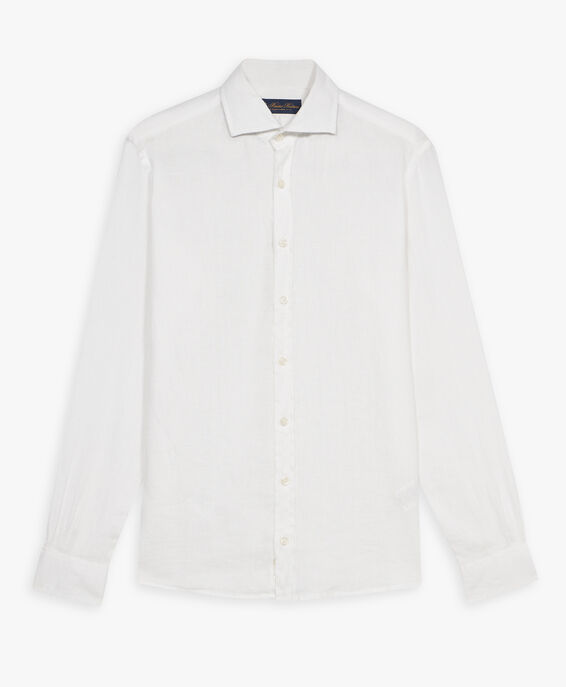 Brooks Brothers White Linen Casual Shirt White CSHSP002LIPLI001WHITP001