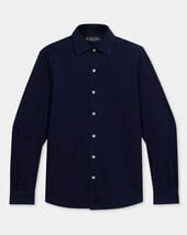 Brooks Brothers Slim Fit Seersucker Shirt with Open Collar Navy