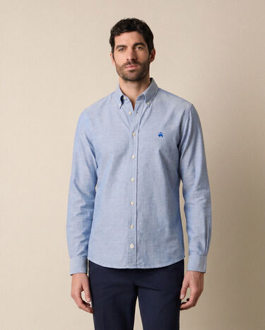 Brooks Brothers Koszula Slim Fit Oxford Non-Iron z kołnierzykiem Button Down Granatowy