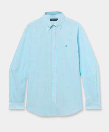 Brooks Brothers Chemise Regular Fit en seersucker avec col Button Down Bleu Clair