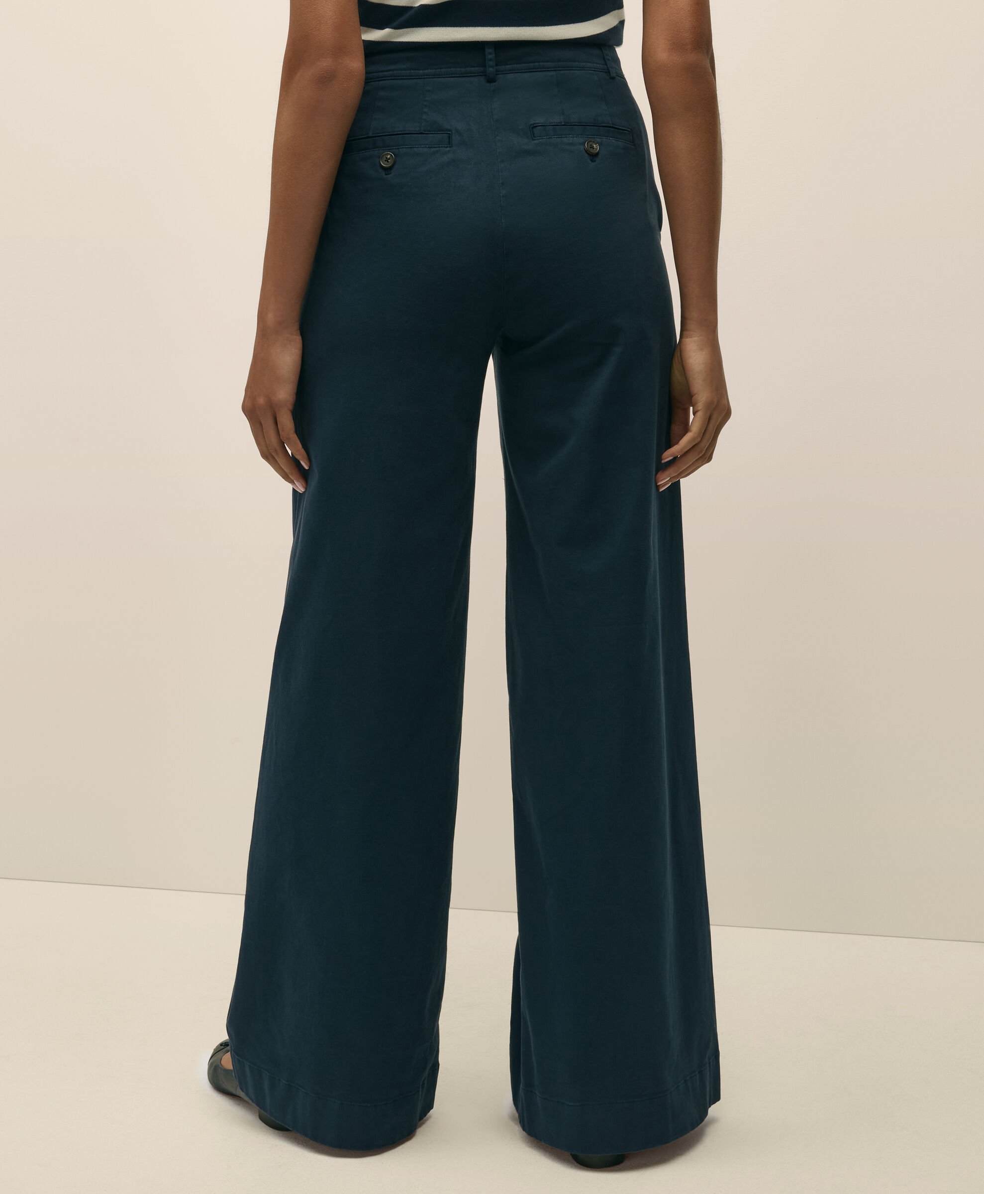 Wide Leg Cotton Twill Pant