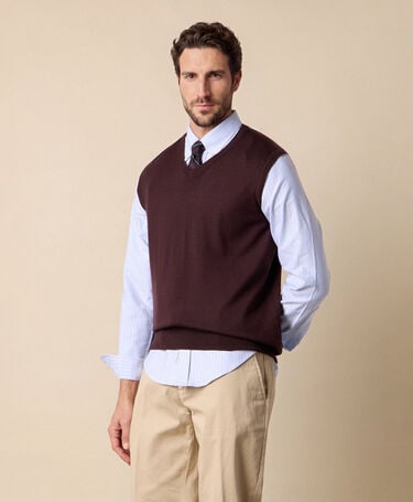 Brooks Brothers Merino Wool Sweater Vest Brown Burgundy
