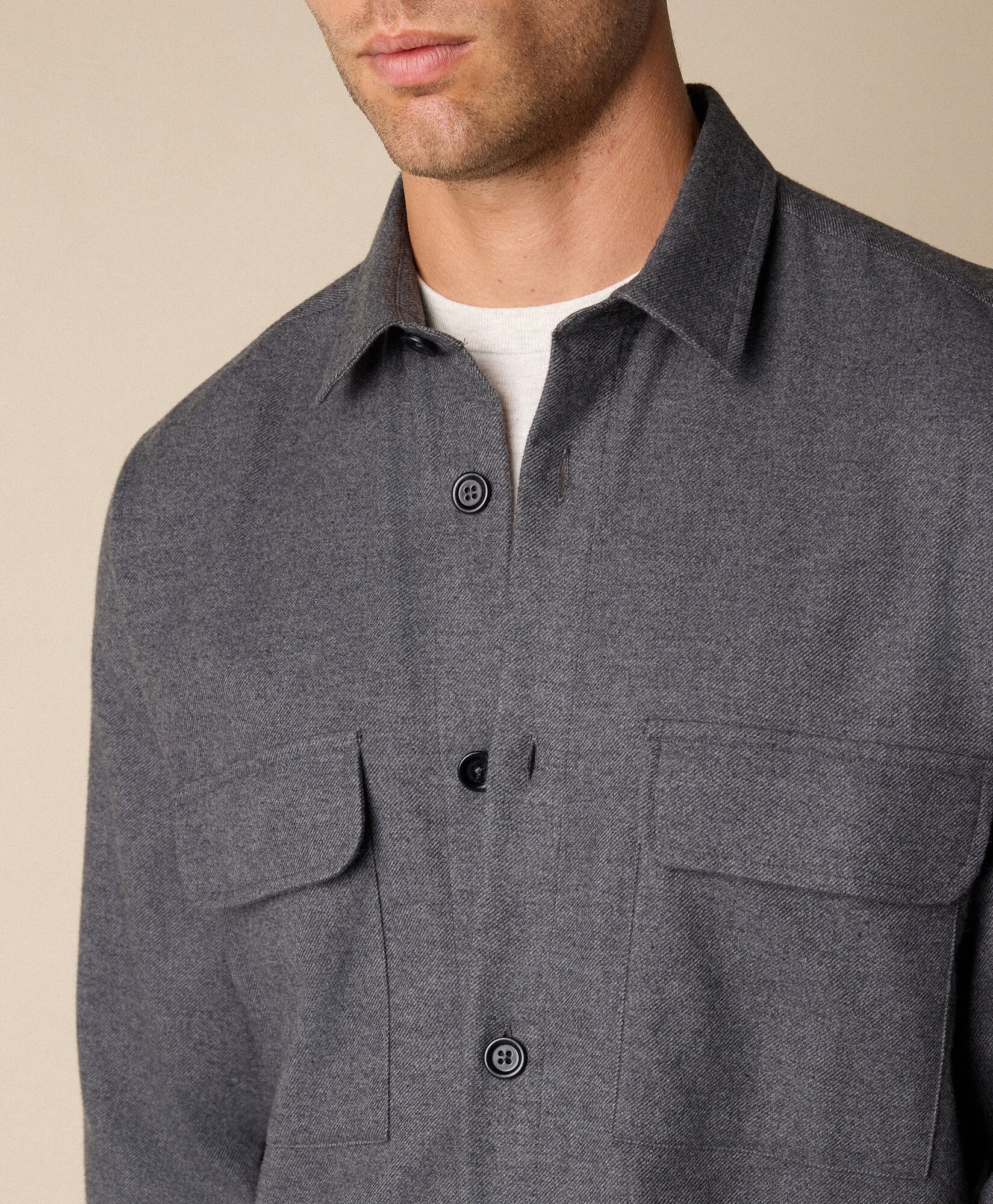 Flanell-Overshirt aus Baumwolle mit Pattentaschen