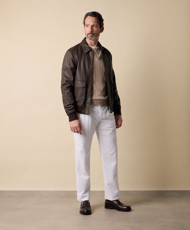 Brooks Brothers Bomber en cuir Brun Foncé
