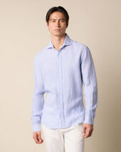 Brooks Brothers Slim Fit Hemd aus Leinen mit Spread-Kragen Blau