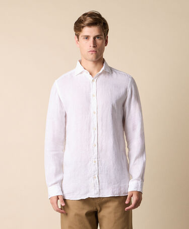 Brooks Brothers Slim Fit Linen Shirt with Spread Collar White