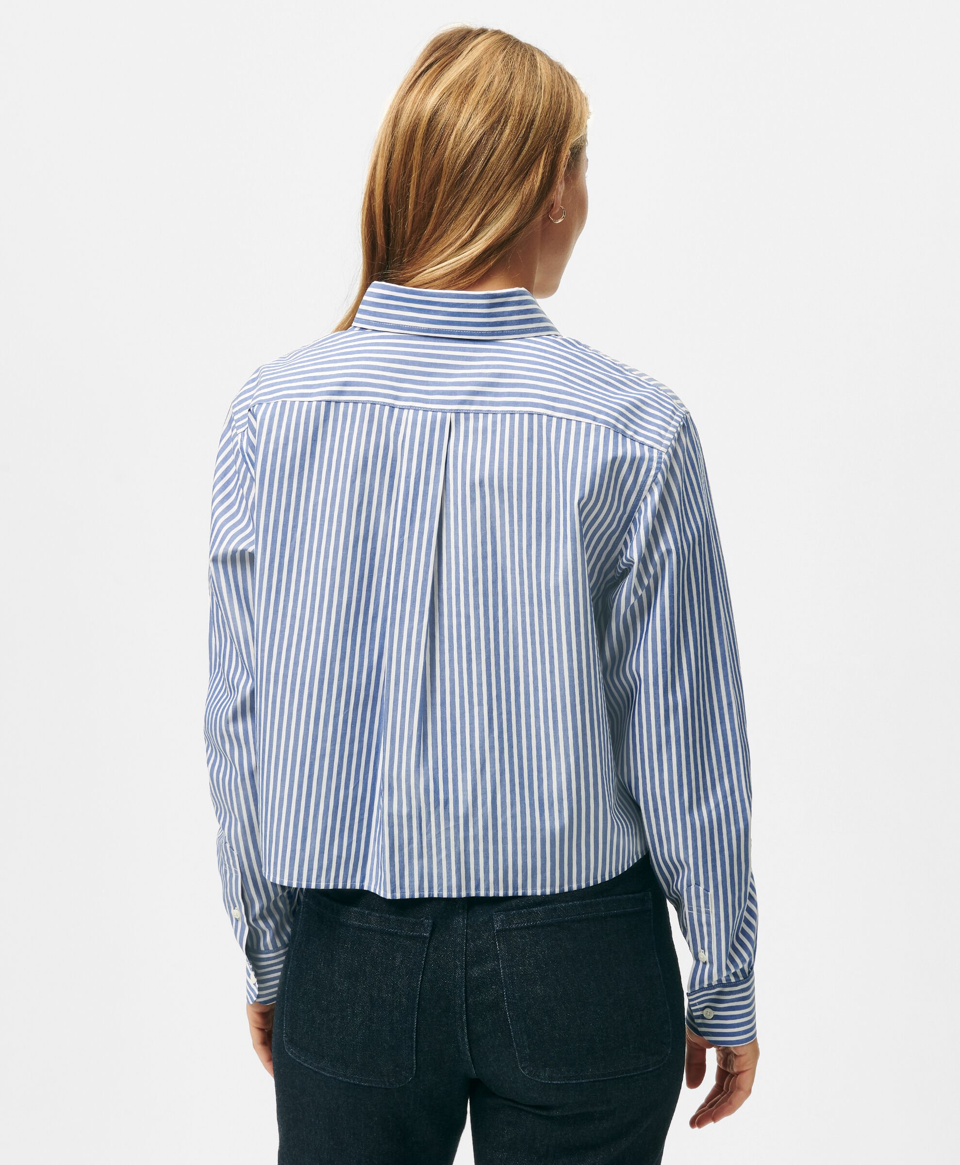 Cropped Striped Cotton Poplin Shirt