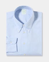 Brooks Brothers Slim Fit Non-Iron Oxford Pinpoint Shirt with Button Down Collar Light Blue