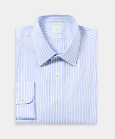 Brooks Brothers Slim Fit Non-Iron Performance Shirt with Ainsley Collar Blue